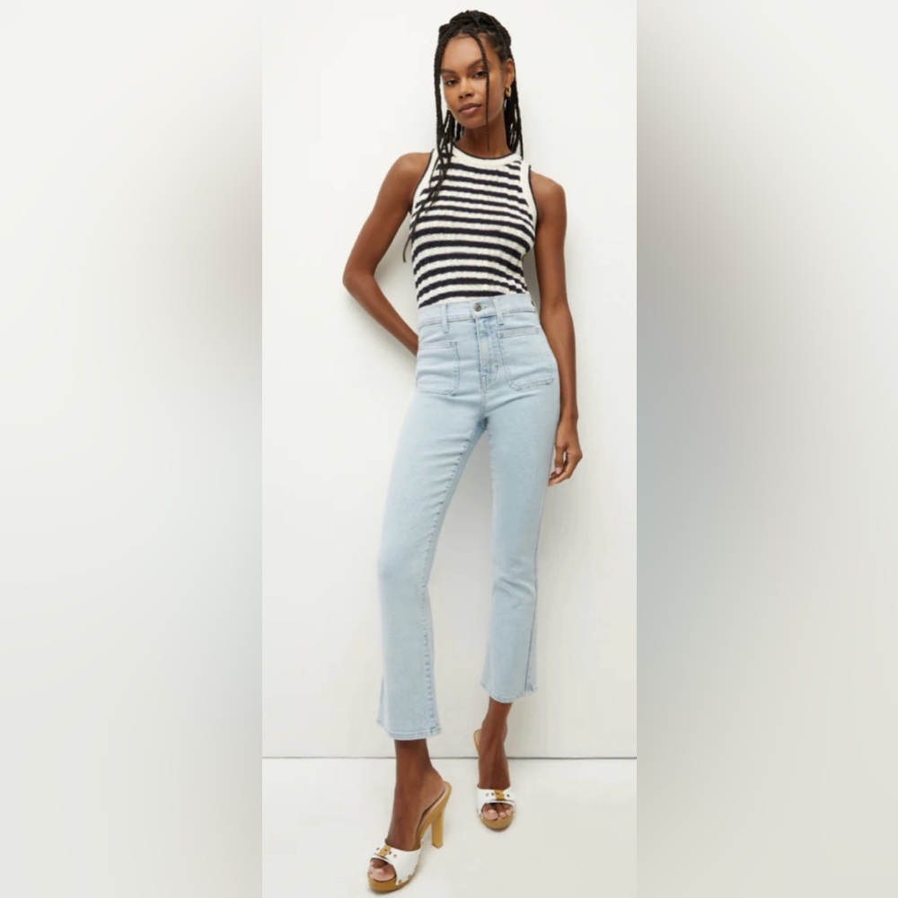 Veronica Beard CARLY KICK-FLARE JEAN PATCH POCKETS, Size 26